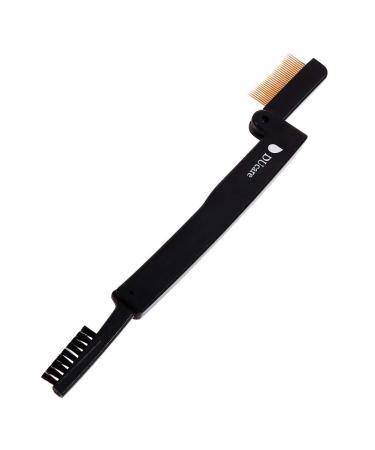 DUcare Eyelash Comb Separator Eyelashes Eyebrow Mascara Brush Applicator Eyelash Definer With Comb Cover Cosmetic Brushes Tool (Black) Duo