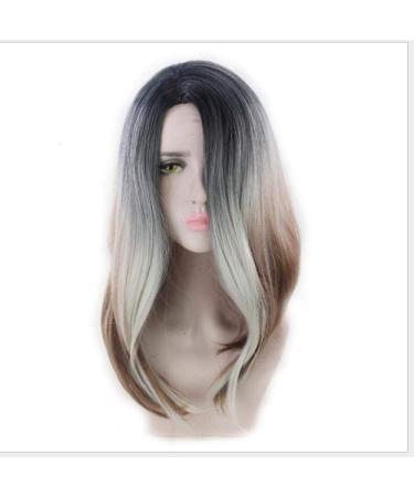 BGHJUE Halloween Wig - Long White Highlights Human Hair Weave Bundles with Closure | Brazilian Straight Non-Remy Hair Extensions - Buy Online on SooperMarket.com