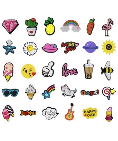 Different Shoe Charms Shoes Decoration Accessories for Croc Wristband Bracelet Girls Boys Teens Kids Birthday Party 30 Pcs B
