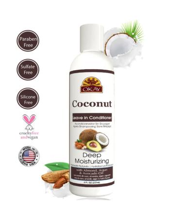 Okay Pure Naturals Deep Moisturizing Leave-In Conditioner - Coconut 8 fl oz (237 ml) | Hydrating Hair Care - Buy Online on SooperMarket.com