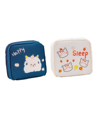 Cabilock 2pcs Napkin Storage Bag Toiletries for Women Multitool Wallet Womens Zipper Wallet Cosmetic Storage Bag Tampons Pouch Coin Purse Menstrual Pad Storage Bag Girl White Mini White 12.5X12CM
