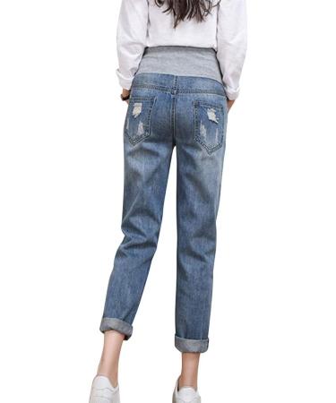 Xiedeai Maternity Jeans for Women - High Waist Over Bump Trouser, Casual Ripped Denim Pants XXL Blue - Buy Online on SooperMarket.com