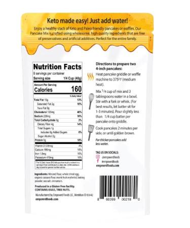Keto Pancake & Waffle Mix | Fluffy, Gluten-Free, Grain-Free, Dairy-Free | Low Carb & Sugar-Free | Just Add Water | 3g Net Carbs | Baking Mix for Pancakes, Waffles, Cupcakes, Bread | English Muffins - Buy Online on SooperMarket.com