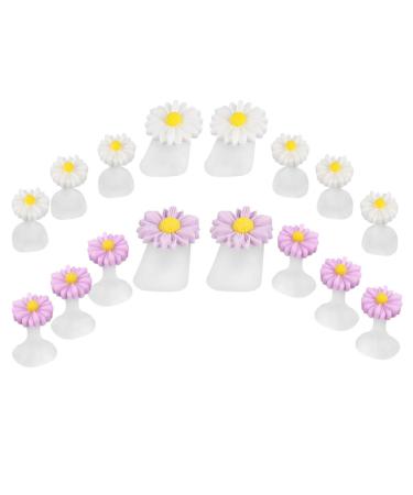 FRCOLOR 2 Boxes Manicure Toe Separator Silicone Flower Shape Toe Spacers Divider Reusable Toenail Stretchers Cushions for Women Men Style 1