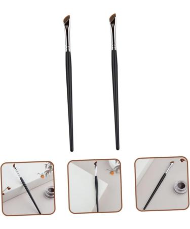 WOONEKY 2pcs Eyebrow Brush Portable Eyeliner Brush Eye Shadow Brush Eyeliner Makeup Brush Makeup Tool Metal - Buy Online on SooperMarket.com