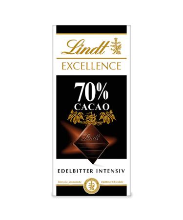 Lindt Excellence 70 % cocoa - noble bitter chocolate |100 g Tafel |Full-bodied bitter chocolate |Intensive cocoa taste |Dark chocolate |Vegan chocolate |Chocolate gift 70%