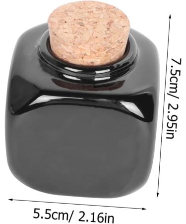 PLAFOPE Medicine Cup Liquid Powder Container Cork Jar Wooden Cap Ceramic Lid Clear Dappen Makeup Containers Art Small Travel Pill Container Practical Empty Bottle Nail Bamboo Accessories 7.50X5.50X5.50CM Black - Buy Online on SooperMarket.com