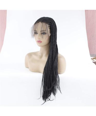 Buy Black Three-Small Braid Wig | High-Temperature Silk Front Lace | Large Size Chemical Fiber Wig | International Shipping Available - Buy Online on SooperMarket.com