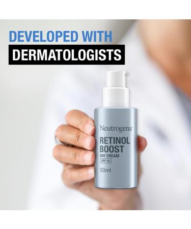 Neutrogena Retinol Boost Day Cream with SPF 15 (1x 50ml) Multi-Benefit Retinol Moisturiser to Reduce Fine Lines and Smooth Texture Lightweight SPF Day Cream - Buy Online on SooperMarket.com