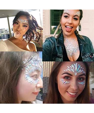 Halloween Mermaid Crystal Face Stickers - 4 Sets Rhinestone Festival Jewels for Women and Kids - Cosplay Fairy Costume Accessories - Buy Online on SooperMarket.com
