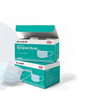 BYD CARE Single Use Disposable 3-Ply Mask, ASTM Level 3, Daily protection for Home, Office, School, Restaurants, Gyms, Outdoor and Indoor, 2 Boxes of 50 PCs each (100 masks total) 50 Count (Pack of 2) Byd Green Box