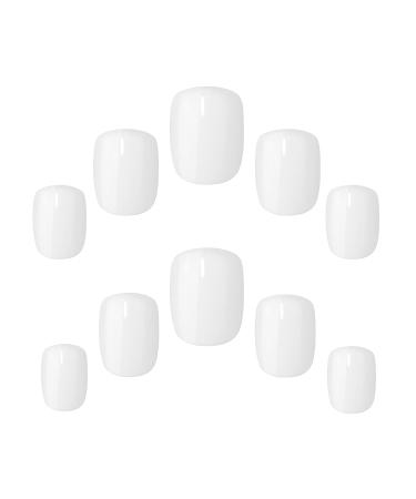 Polished Colour 24 Squoval Nails with Glue - Quite White - Premium Nail Art Set for Easy Application - Buy Online on SooperMarket.com