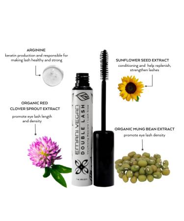Emani Double Lash Organic Volumizing Mascara + Growth Serum - Smudge-Free & Vegan Formula for Sensitive Eyes - Paraben-Free & Cruelty-Free - 0.23 Fl Oz Granite - Buy Online on SooperMarket.com