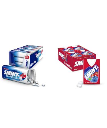 Smint 2 Hours peppermint 12 metal cans with peppermint pastilles & forest fruit 12 dispensers with 40 wildberry pastilles Peppermint Clean Breath Bundle with forest fruit 12 dispensers