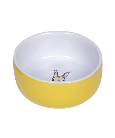 Nobby Rabbit Rodent Ceramic Bowl Diameter 11 cm x 4.5 cm Yellow / White yellow/white