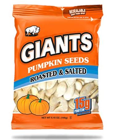 GIANTS Pumpkin Seeds, Roasted and Salted 5.15 oz. (Package of 12)