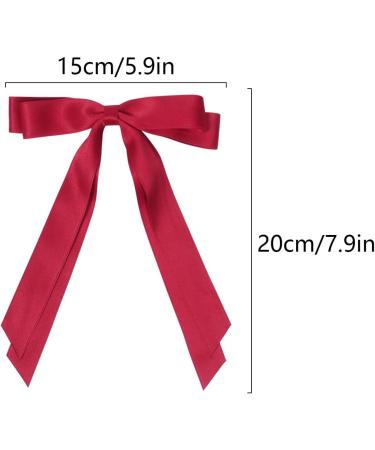 2 Pack Hair Bows for Women Black Bow Hair Clips French Barrette with Long Silky Satin Hair Ribbons for Women Girls(Black Red) - Buy Online on SooperMarket.com
