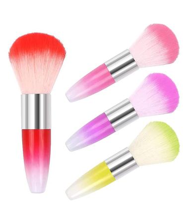 Nail powder brush 4 PCs nail dust cleaning brush nail staub cleaner brush nail art staubins nail brush nail brush for UV-legail acrylic nails nail art (red pink purple green)