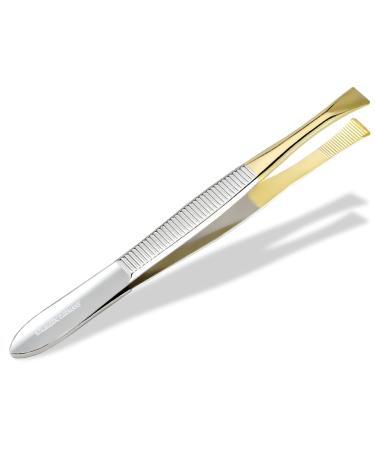 Zuppinzette tweezers from Solingen Made in Germany Eybrow tweezers for facial care for plucking eyebrows whiskers or small hairs for women and men (straight / gilded) straight / gilded