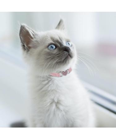 Jagowa Rhinestone Heart Cat Collar with Safety Belt Adjustable Flocking Colored Diamond Design with Bell - Pet Supplies for Small Cats and Dogs (Pink) - Buy Online on SooperMarket.com