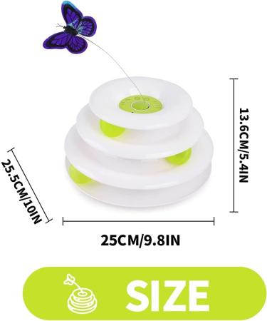 All for Paws 2 in 1 Interactive Cat Tower Butterfly Toy - Automatic Flutter Bug & Ball Track Kit for Smart Kittens - Engaging 360 Rotating Cat Toy - Buy Online on SooperMarket.com
