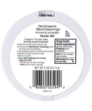 Neutrogena SkinClearing Mineral Powder Nude 40 - Oil-Free Mineral Makeup - Buy Online on SooperMarket.com