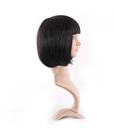 MapofBeauty 12 Fashion Lady Short Straight Bob Wig with Flat Bangs - Natural Black - Buy Online on SooperMarket.com