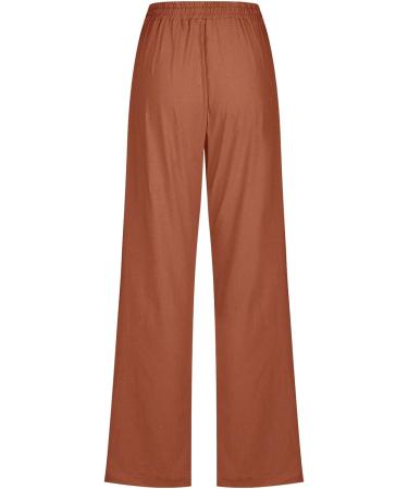 WABEOR Wide Leg Linen Pants for Women Plus Size - Comfy Cotton Trousers I-brown 3X-Large - Buy Online on SooperMarket.com