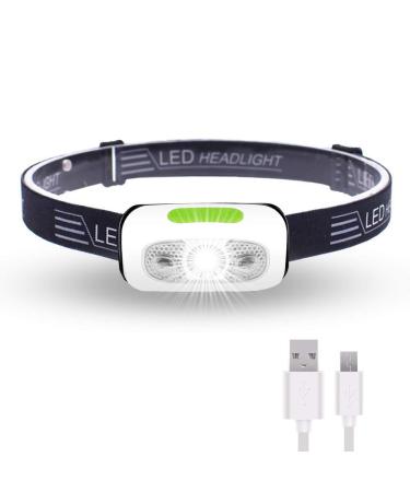 Hoxida 500 Lumens USB Rechargeable Headlamp, Lightweight Super Bright LED Running Headlamp for Runner, Rainstorm Waterproof, LED Headlight Flashlight with Sensor, Headband Light for Running, Camping Green