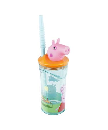 P: OS 30711 - drinking cup with straw and 3D figure in the popular Peppa Wutz Design capacity approx. 360 ml made of plastic BPA and Phthalat -free for boys and girls