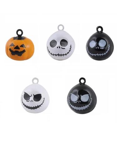 Stock Show 10Pcs/Pack Pumpkin Bells Pet Collar Charm Bells Ghost Skull Bells Home Party Halloween Decoration Clothes Jewelry Pendants DIY Crafts Handmade Accessories, Mix Color