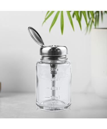 LNQ LUNIQI Glass Pump Dispenser 1 Piece Empty Nail Polish Remover Bottle 80 ml Nail Polish Remover Pump Bottle Push Down Pump Dispenser with Stainless Steel Cap Transparent - Buy Online on SooperMarket.com