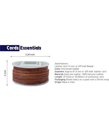 Genuine Leather Cord for Jewelry Making and Crafts - Distressed Saddle 1.5mm - Buy Online on SooperMarket.com