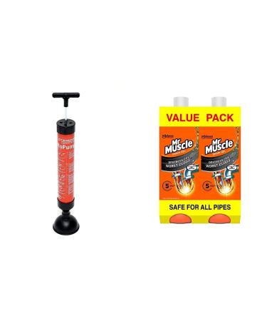 ROTHENBERGER Industrial suction pressure cleaner RoPump drain cleaner for removing pipe blockages in the siphon and drain area. & Mr Muscle Gel Drain Unblocker 2 x 1 Litre + DRAIN_OPENER_SUBSTANCE COST39512