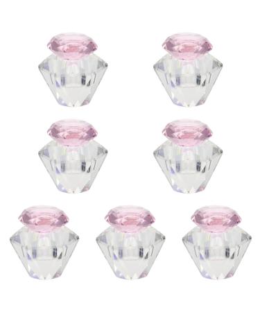 FRCOLOR 7 Pcs Nail Art Crystal Cup Crystal Dappen Dish Nail Powder Dish Nail Monomer Liquid Bowl Dappen Dish with Lid Dappen Dish for Nails Nail Cup Decorative Plate White Crystal Acrylic 5.5x5.5cmx7pcs Pinkx7pcs