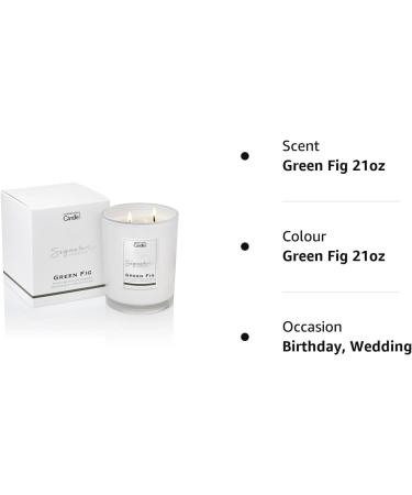 Luxury Scented Candle Gift for Women | Natural Wax Blend | 65 Hours Burn Time | Hotel Collection | Green Fig (21oz) by The Copenhagen Company - Buy Online on SooperMarket.com