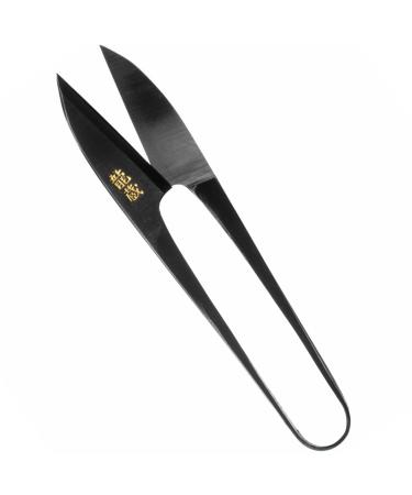 KAKURI Thread Snips Curved Blade Japanese Nigiri Thread Scissors for Sewing, Spring Action Self Opening Thread Cutting Tool, Sharp Japanese Carbon Steel 105mm Black, Made in JAPAN