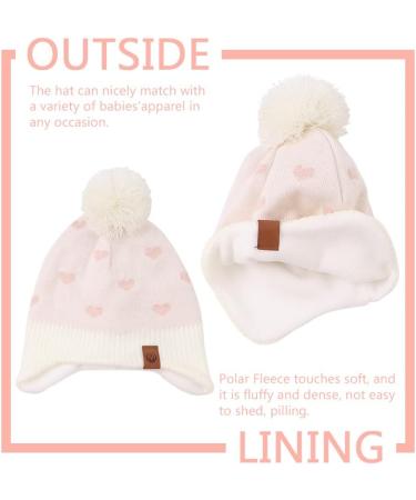 XIAOHAWANG Knitted Baby Hat with Pompom | Winter Warm Beanie for Toddler Kids | Fleece Lining | 2-4 Years | White Hat+Scarf - Buy Online on SooperMarket.com