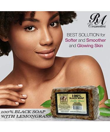 RA Cosmetics 100% Black Soap with Lemon Grass - Natural Skin Care 5 oz | Buy Internationally - Buy Online on SooperMarket.com