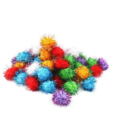 BIPY 20/Pack 3.5cm Cat Toy Soft Balls Kitten Toys with Tinsel Fluff Indoor Pompom Ball Assorted Color Random Tinsel fluff ball 20pcs