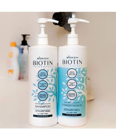 Bioken Biotin Thick & Full Hair Growth Shampoo - DHT Blocker, Stimulates Growth, Controls Loss - Sulfate Free - 32 oz - Buy Online on SooperMarket.com