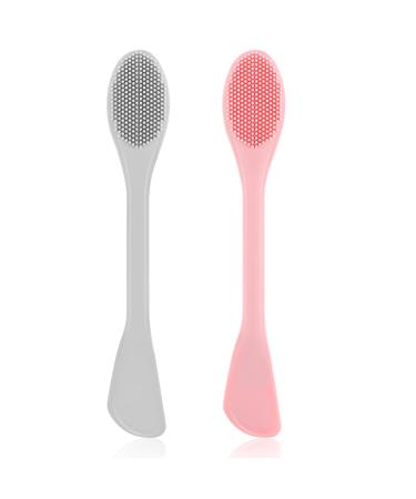 Silicone Face Mask Applicator 2 Pcs Facial Mask Brushes Double End Scrubber Brush Spatulas Tools Soft Beauty Brush Makeup Clean Brush Fit Apply Cream Lotion SPA (Multicolor)