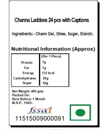 Jaiccha Ghasitaram Channa Laddoos 24pcs with Captions|Gift for Diwali Gifts Holi Rakhi Valentine Christmas Birthday Anniversary Her Him| - Buy Online on SooperMarket.com