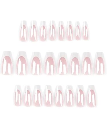 Ruarby 24x/Box Full Cover False Nails French Tip False Nails White French Press On Nails Artificial Nails Manicures Supplies - Buy Online on SooperMarket.com