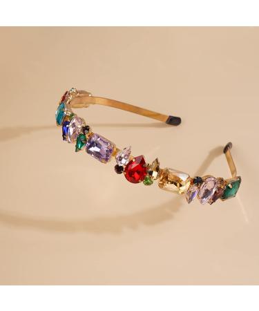 Wiwpar Thin Rhinestone Headband for Women - Colorful Elastic Vintage Hair Hoop Accessories - Buy Online on SooperMarket.com
