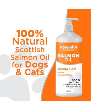 Poochiful 1 Litre Salmon Oil for Dogs. Fish Oil for Dogs Cats Horses Ferret & Pets. Purest Omega 3 6 9 Salmon Oil Cats. Food Supplements for Itchy Skin & Coat. Dog Vitamins and Supplements 1000 ml - Buy Online on SooperMarket.com