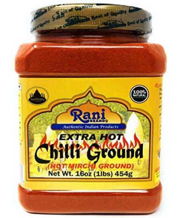 Rani Extra Hot Chilli Powder Indian Spice 16oz (1lb) 454g PET Jar  All Natural | Salt-Free | Vegan | No Colors | Gluten Friendly | NON-GMO | Indian Origin