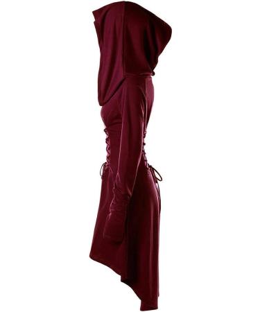 Renaissance Women's Lace-Up Hooded Robe Dress - Vintage High-Low Cloak [Color 05, Size Small] - Buy Online on SooperMarket.com