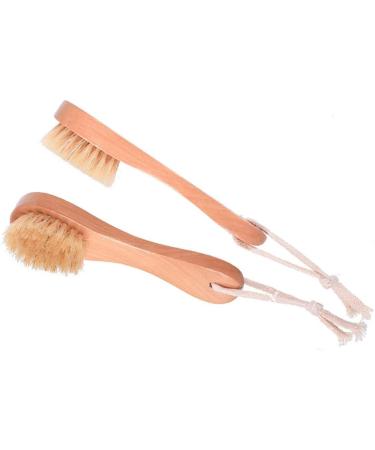 Natural Bristle Wooden Face Cleaning Brush Set - Exfoliating Facial Cleanser for Skin Care - Pack of 2 - Buy Online on SooperMarket.com