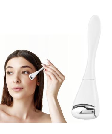 Eye Roller Face Roller Mini Ice Roller Facial Massage Roller Eye Cream Applicator Handheld Metal Eye Roller Skin Care Tool for Relief Facial Puffiness White